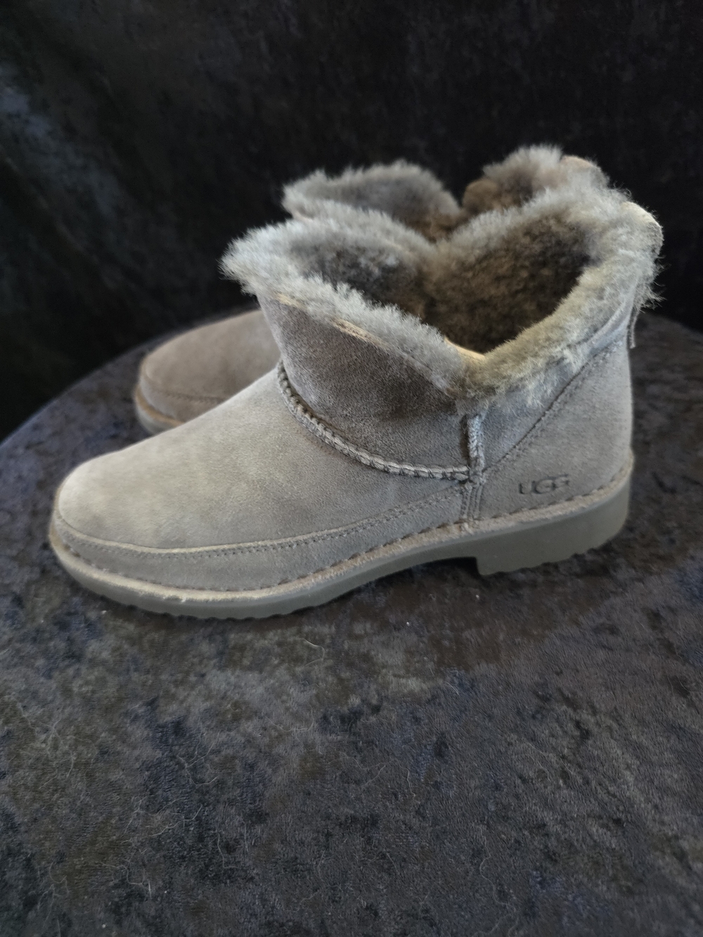 UGG Women's Short Suede Shearling Boots - Gray